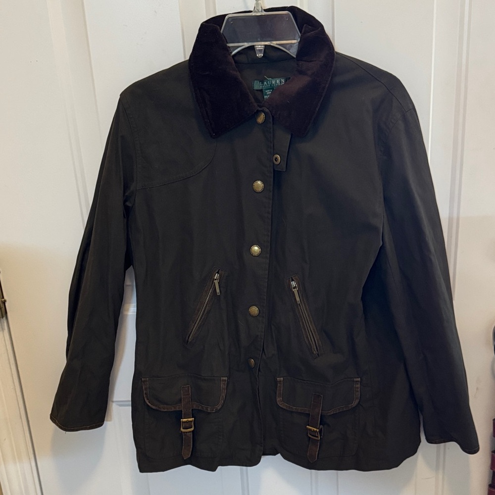 Lauren Ralph Lauren Dark Brown Utility Jacket with Corduroy Collar